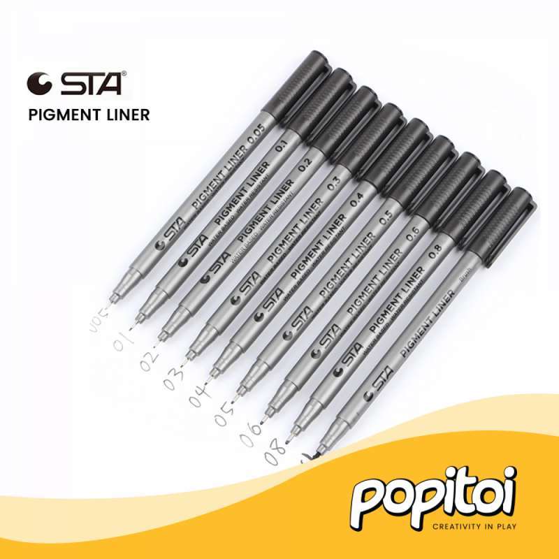 STA Pigment Fineliner Set pcs Pena Sketsa Drawing pulpen