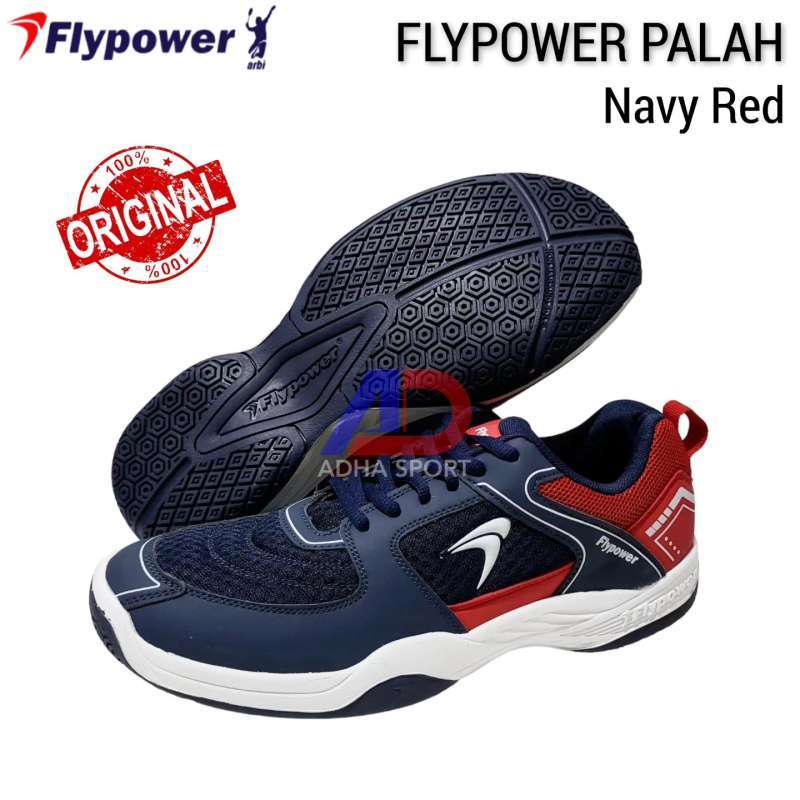 Sepatu Badminton Flypower Palah Navy Red Bulutangkis Original ADHA SPORT