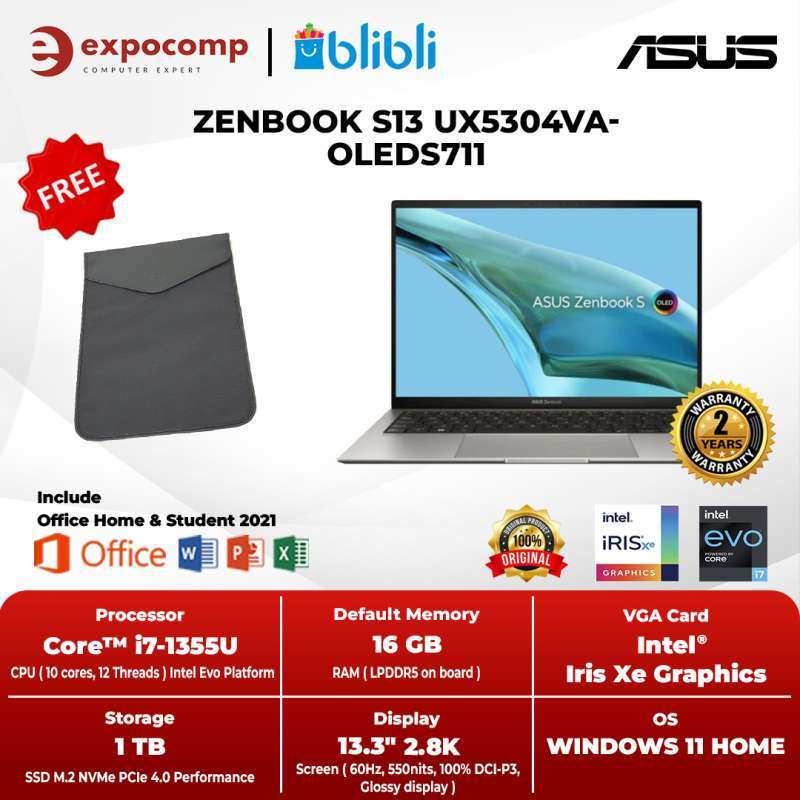 ASUS ZenBook S13 OLED 13.3'' (1TB SSD, Intel Core i7-1355U, 1.7GHz
