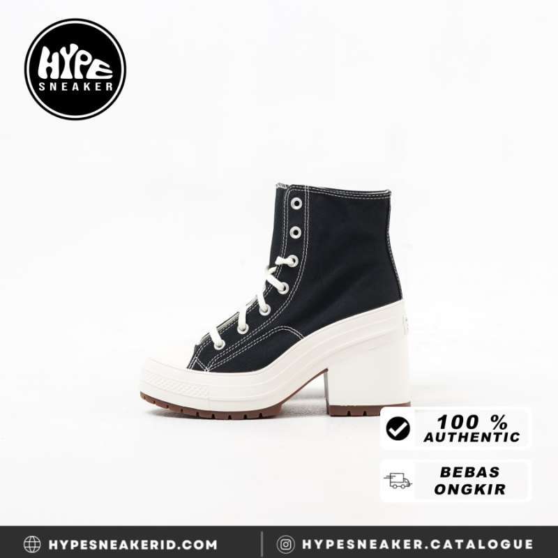 Jual Sepatu CONVERSE BLACK LOGO HEELS 100 ORIGINAL di Seller
