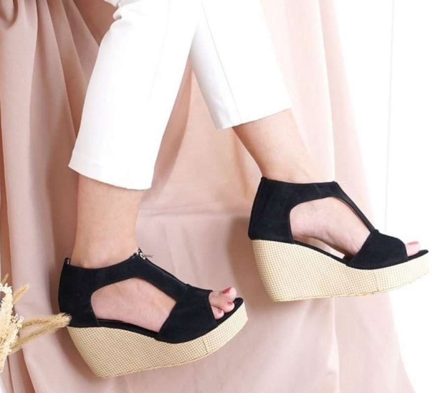 KS05 SEPATU SENDAL WANITA WEDGES SLETING FASHION KOREA HAK TINGGI HIGH HEEL  7cm SANDAL WEDGES KOREA KERJA KANTOR