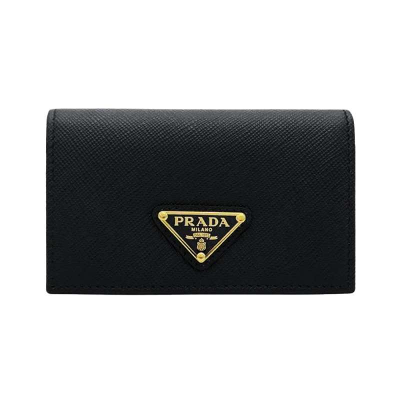 Promo Prada Saffiano Leather Bifold Card Holder Black Diskon 34