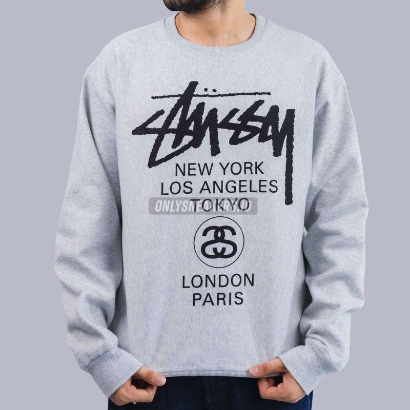 Jual Stussy World Tour Ash Heather Crewneck 100 Authentic Di Seller Onlysneakers Ruko Centre Point Kota Medan Blibli