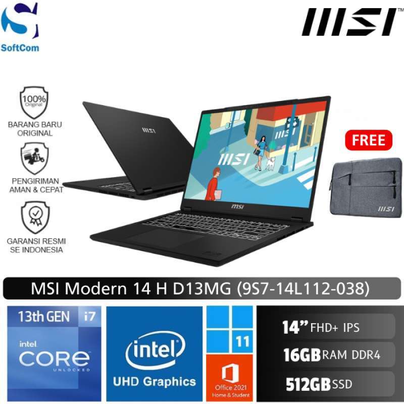 MSI Modern 14 H D13MG 038 Notebook [Core i7 13620H/16GB/512GB SSD