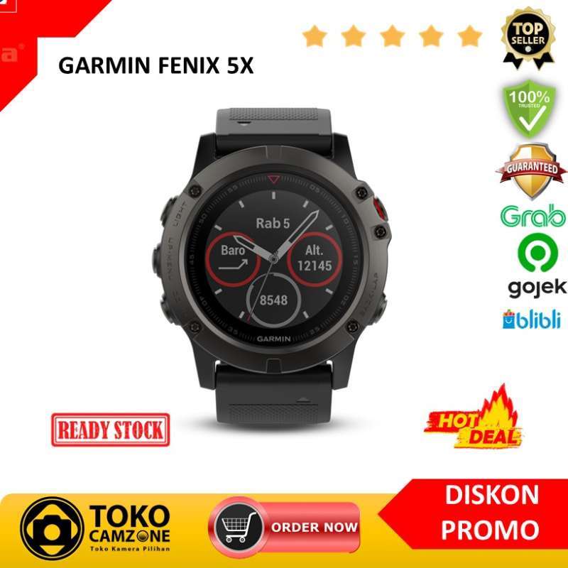 Jual Garmin Fenix 5X Slate Gray Sapphire with Black Band Jam