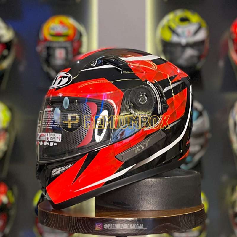 Helm full face black outlet red