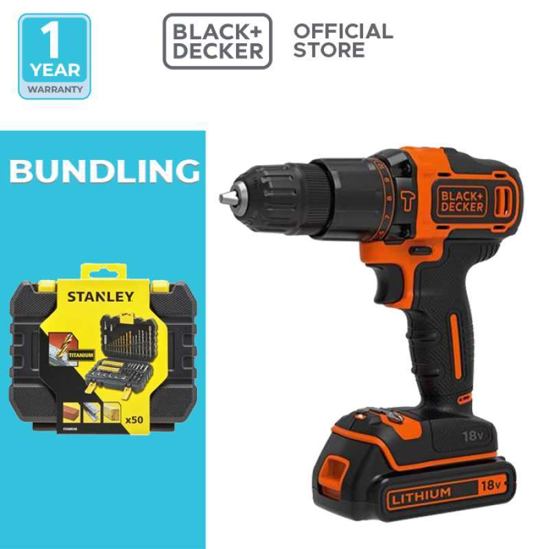 Black Decker BDCHD18K-B1 Hammer Drill Lithium Battery Kit Box [18 V]
