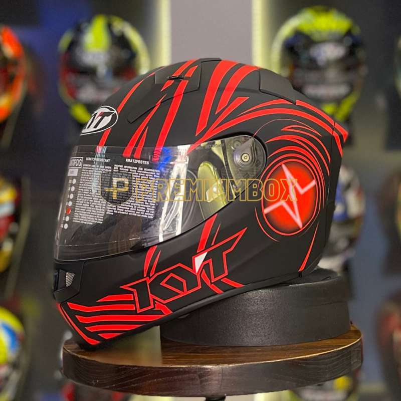 KYT Thunderflash Spark Helm Full Face Red - Main Image