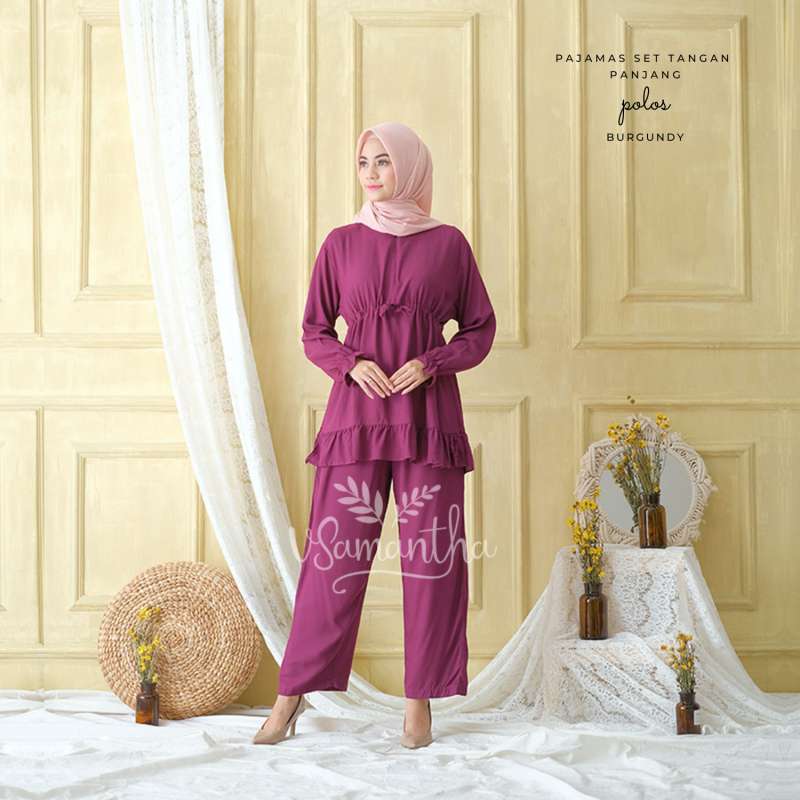 Promo vSamantha Pajamas Set Piyama Set Rayon Polos Rempel