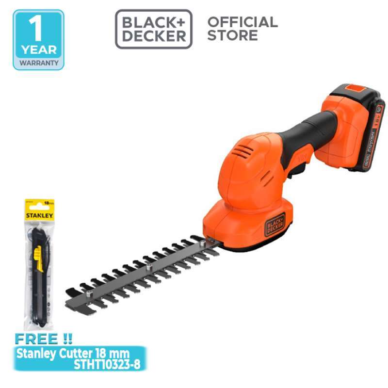 Promo Black Decker Cordless Shear Shrubber Gunting Daun 20Volt