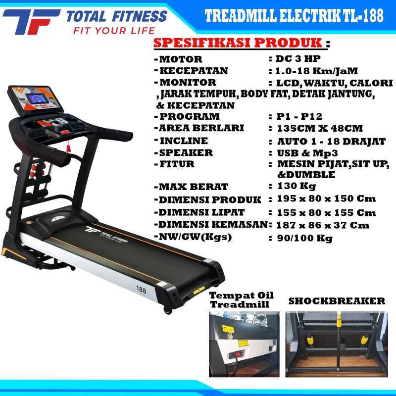 Harga Treadmill Merk Total Fitness Promo Tl 188 Electrick - Main Image