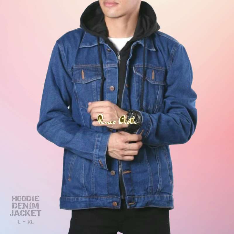 Jaket denim hoodie top