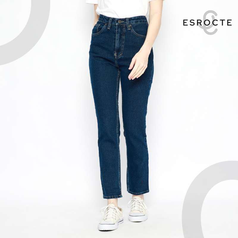 Jual Esrocte Celana Boyfriend High Waist Jeans Wanita P03 Navy