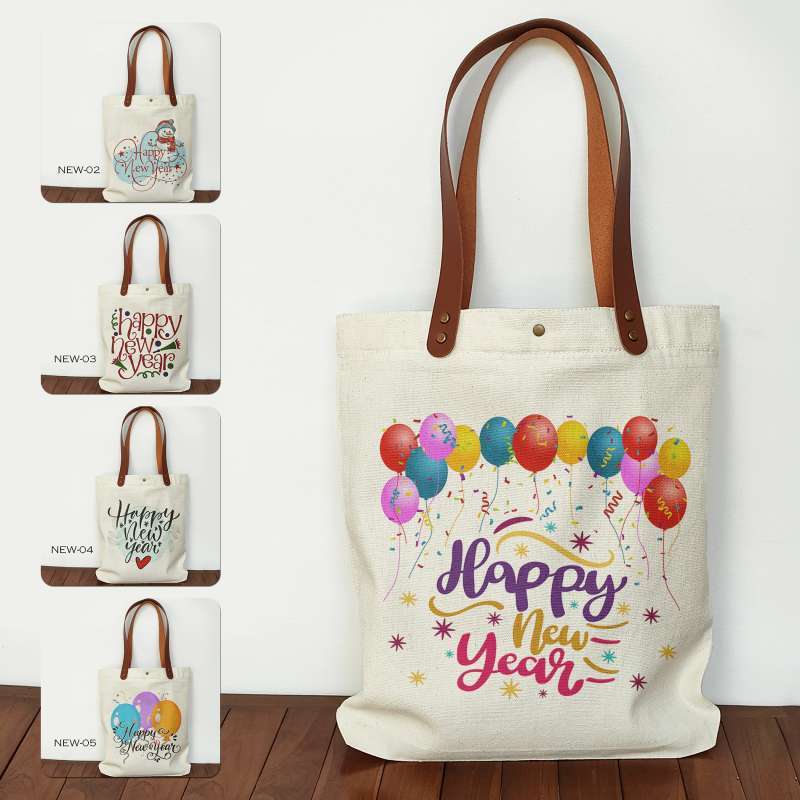 Totebag Canvas Happy New Year Tas Souvenir Tahun Baru
