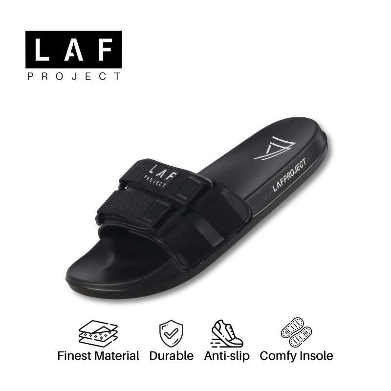Sandal Pria Slide Slip on Sendal Anti Licin Ringan Selop Gorka Hitam LAF Project