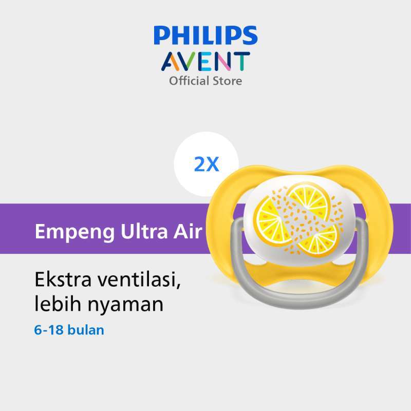 Promo Philips Avent Soother Ultra Air 6 18M Orange Lemon SCF080 18