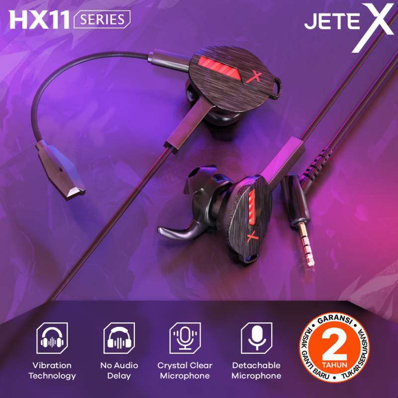 Earphone I Earbuds I Headset Gaming Mic With Vibration JETEX HX11 Garansi  Tahun