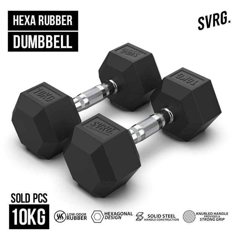 Jual Svarga Hexagonal Dumbbell 10 Kg Rubber Dumbell Barbell Di
