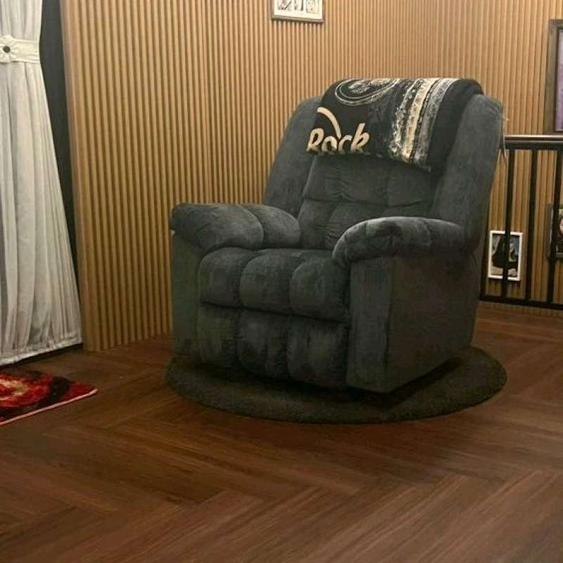 Promo Ashley Ludden Sofa Recliner Goyang Rocking Ludden Blue