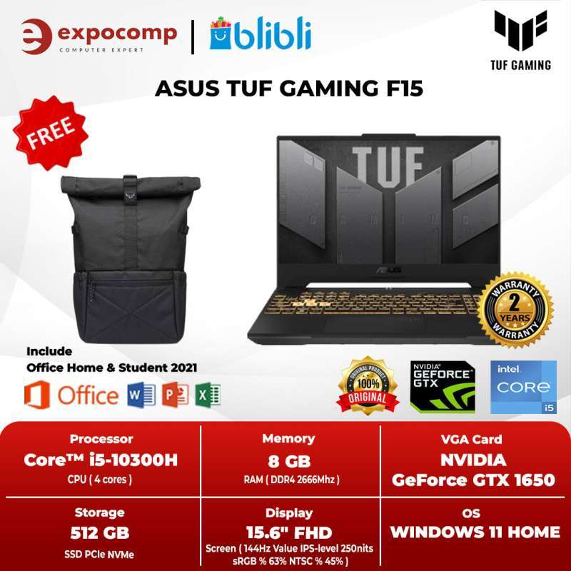 Jual Asus Tuf Gaming F15 Fx506lhb-i565b6t-o11 Black Core I5-10300