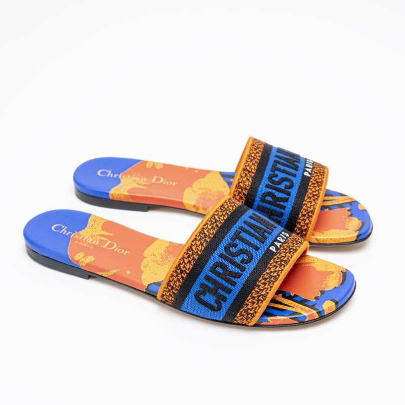 Dway slide blue cotton best sale embroidery