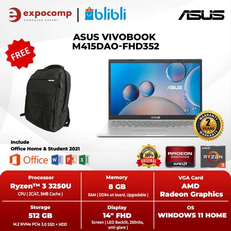 ASUS VIVOBOOK M415DAO FHD352 SILVER AMD R3 3250