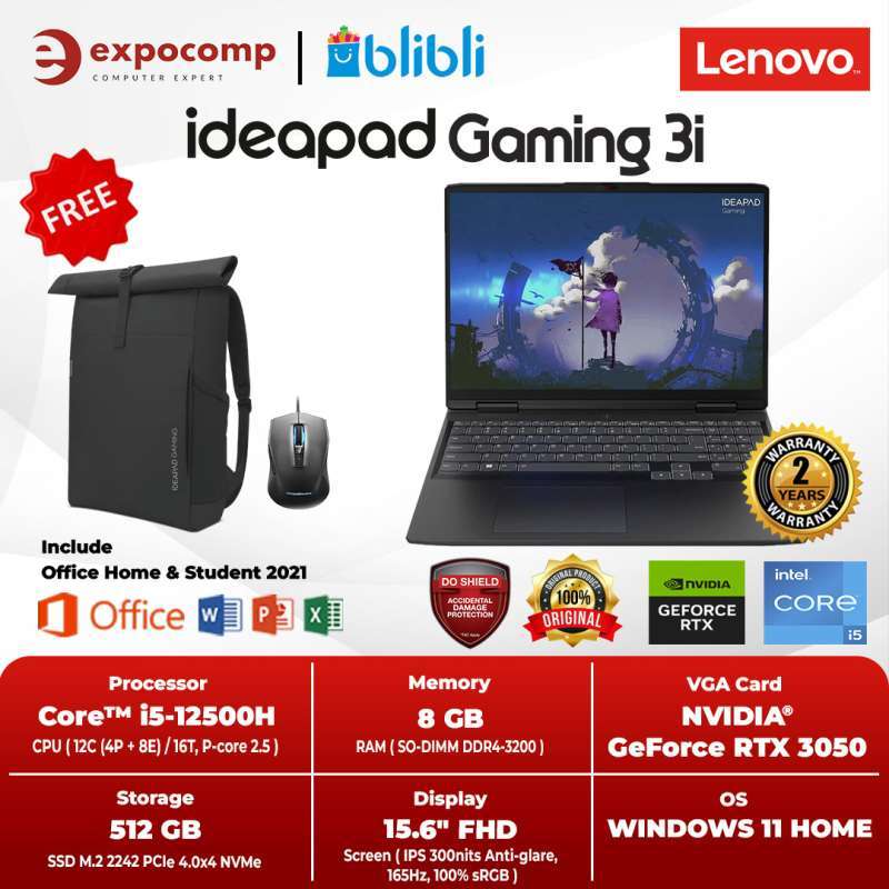 Jual Lenovo Ideapad Gaming 3i 15iah7 F1id I5-12500 8gb 512gb Win11