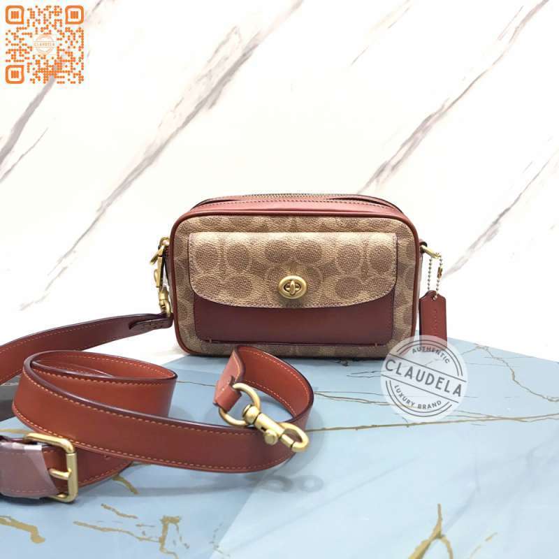 Coach camera hotsell bag tan rust