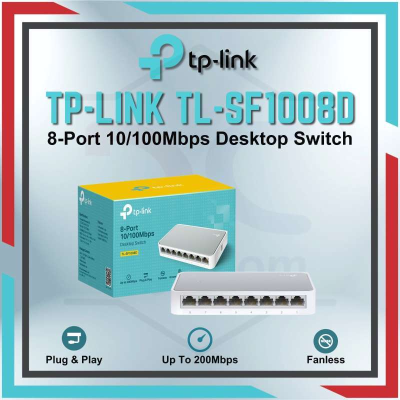 Switch Ethernet TP-LINK TL-SF1008D – 8 Ports, 10/100 Mbps, D'occasion, Fonctionne Parfaitement