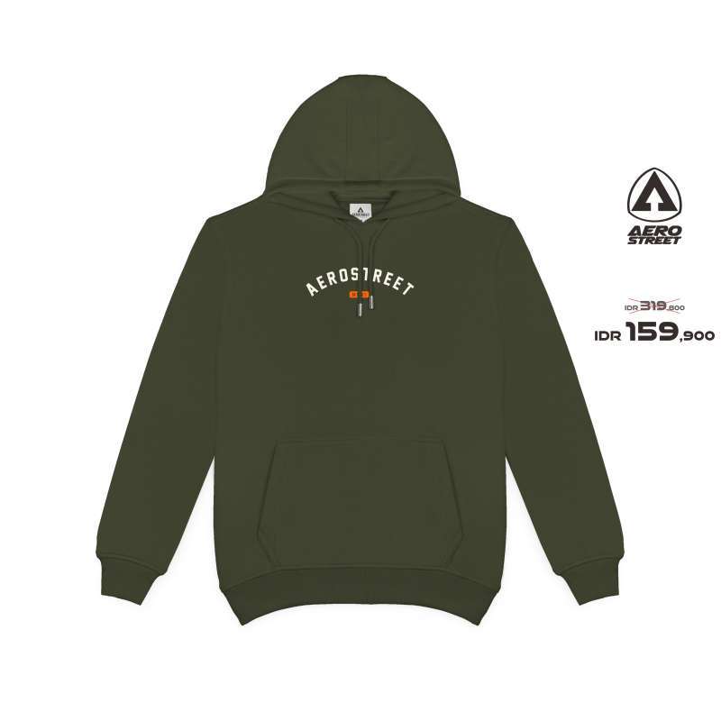 Aerostreet Hoodie Old School Hijau Army Sweater Jumper CAAAA