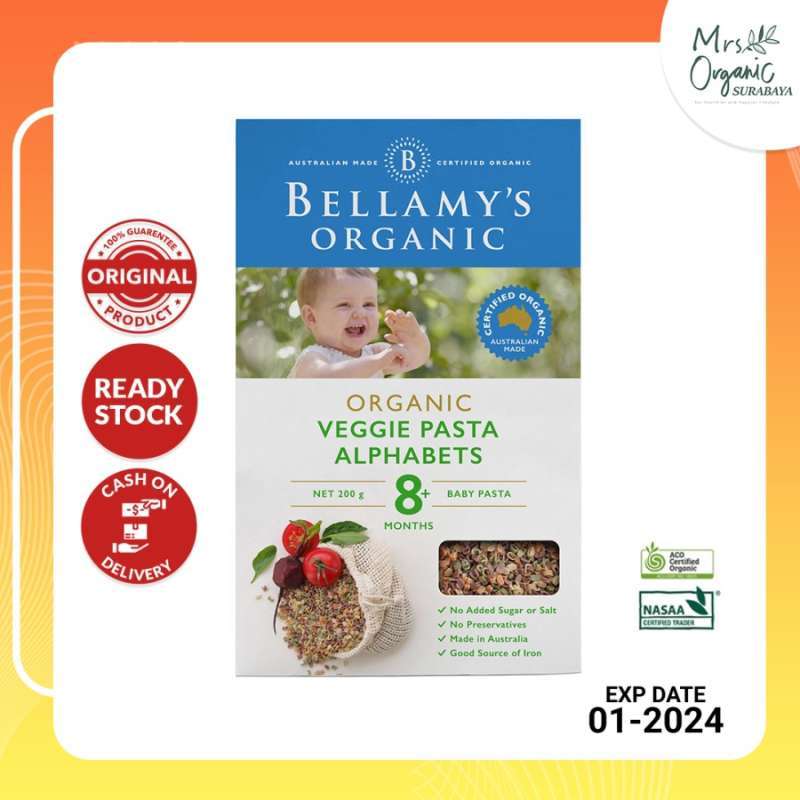 Promo Bellamys makanan bayi organik Veggie Pasta Alphabets 200g