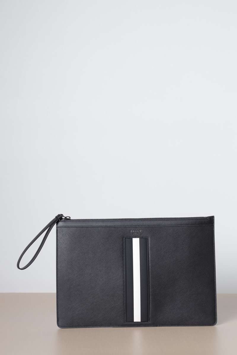 Bally Men Bollis Pouch in Black Bovine Leather