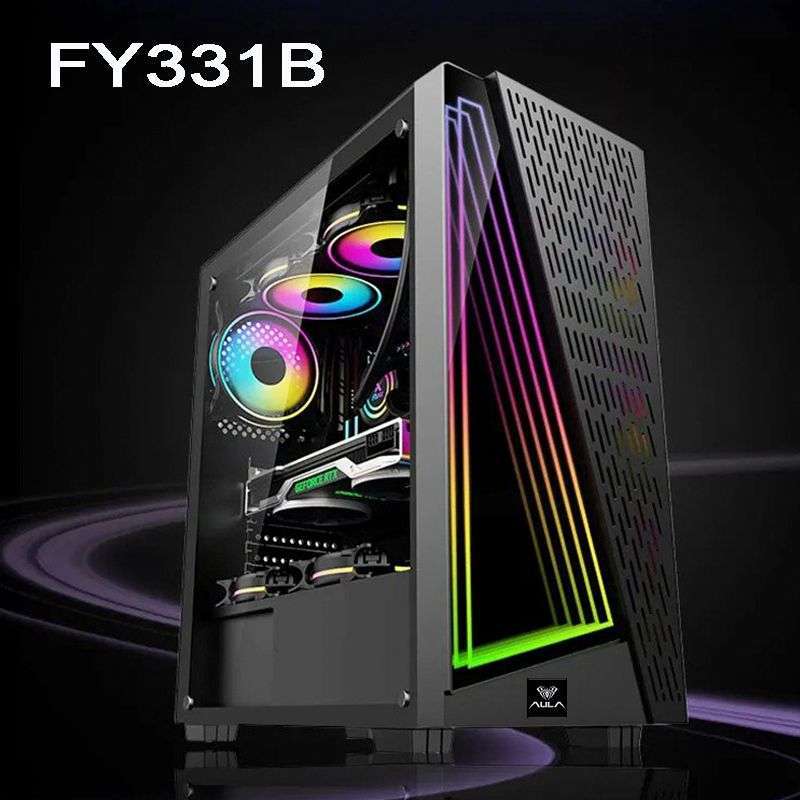 Casing PC Gaming Komputer Gaming AULA FY331 include fans RGB Case PC  PC Case PC Gaming Case Case PC Gaming Gaming Computer AULA