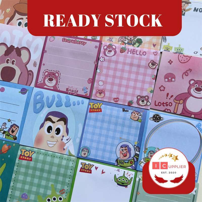 Isi 4 motif 80 Lembar toy story sticky notes memo Index notes Post it notes pesan memo lengket perlengkapan alat tulis sekolah