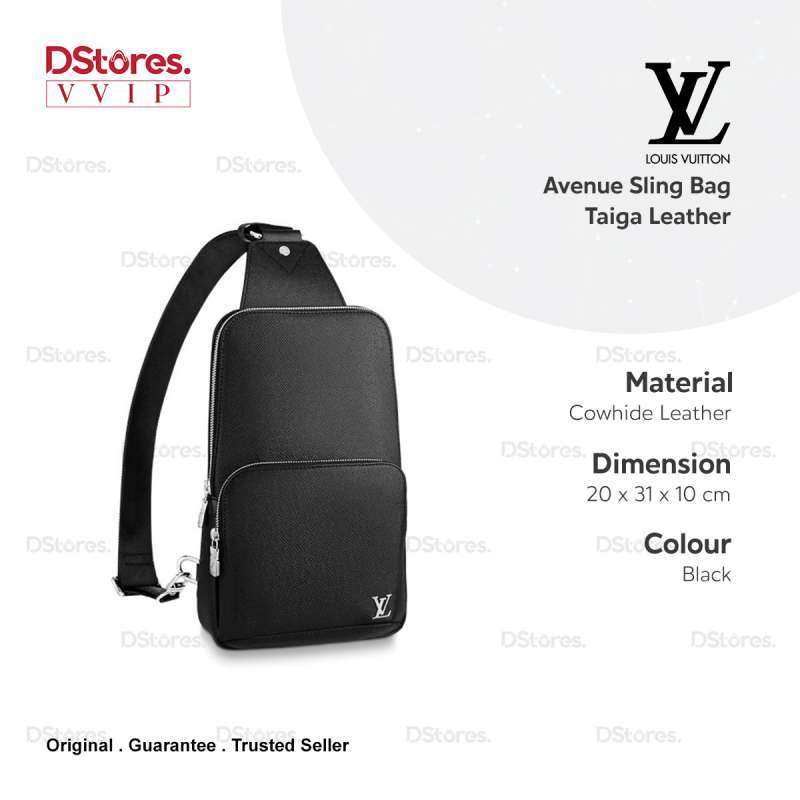 Jual Louis Vuitton Avenue Sling Bag - Taiga leather - Black di