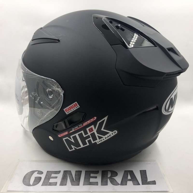 Jual Helm Nhk R1 Solid Black Doff Hitam Dop Double Visor Half Face - L ...
