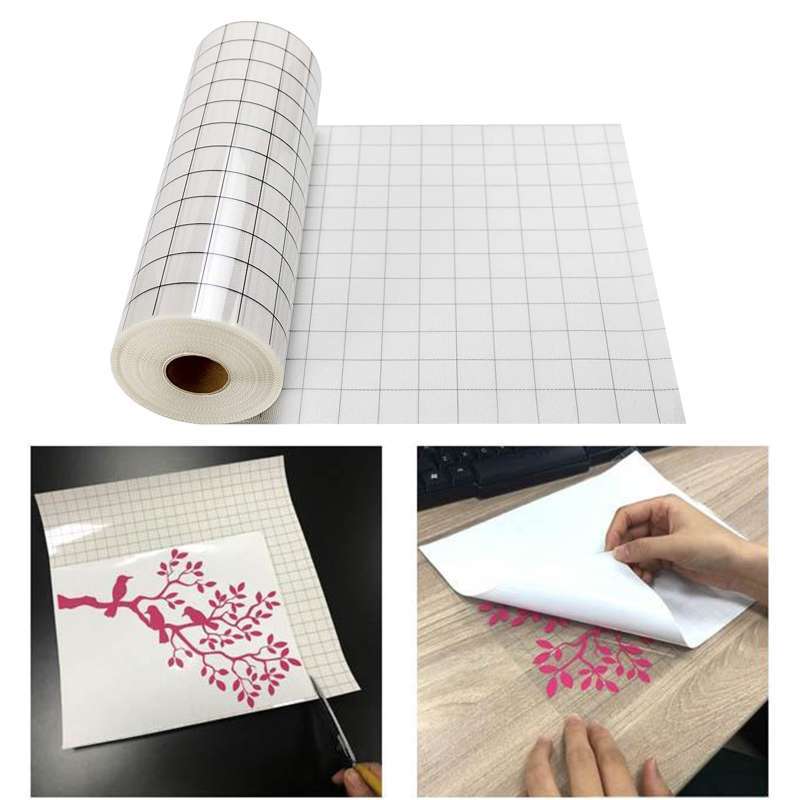 Jual Grid Adhesive Vinyl Transfer Paper Tape Roll For Decals Signs