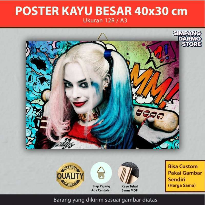 Jual Poster Kayu Besar Film Harley Quinn Birds Of Prey Bisa Custom