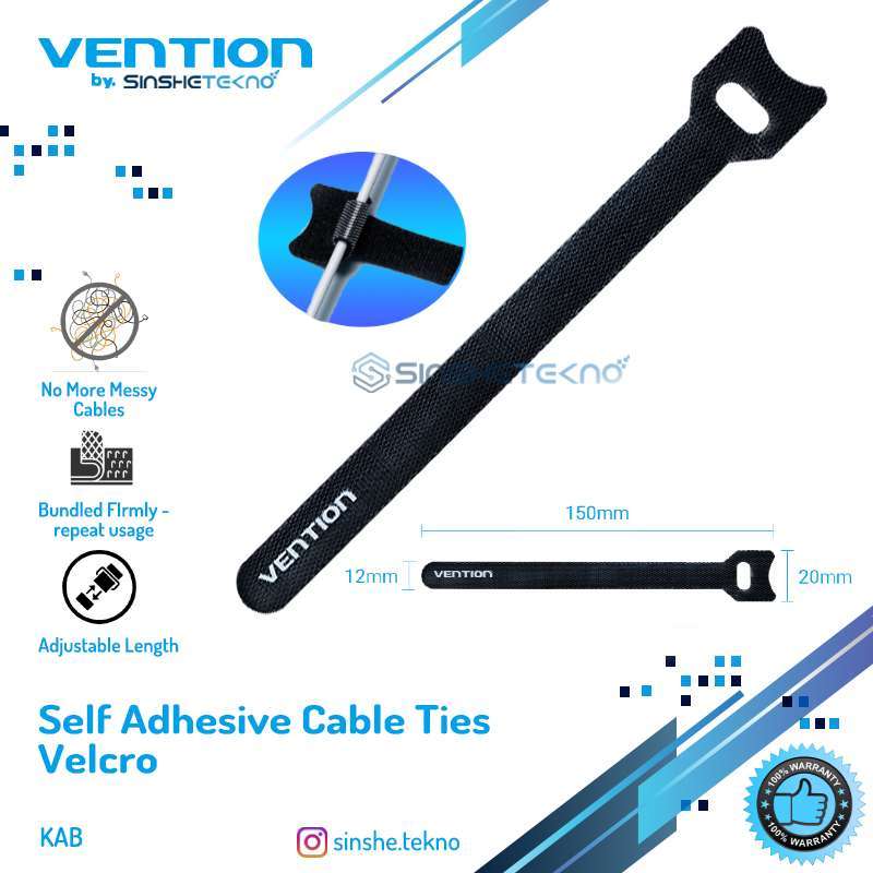 Promo Vention Kabel Ties Tie Velcro Organizer Perekat Penggulung