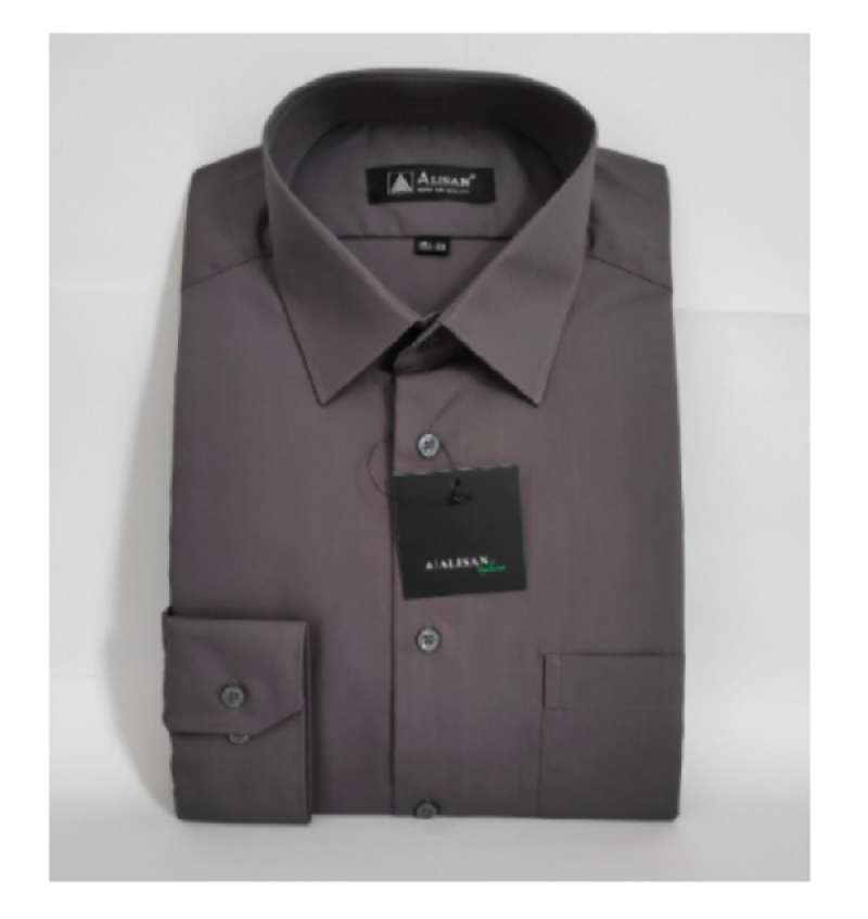 Promo Alisan Kemeja Pria Polos Abu 6 Reguler Lengan Panjang - M Abu-abu