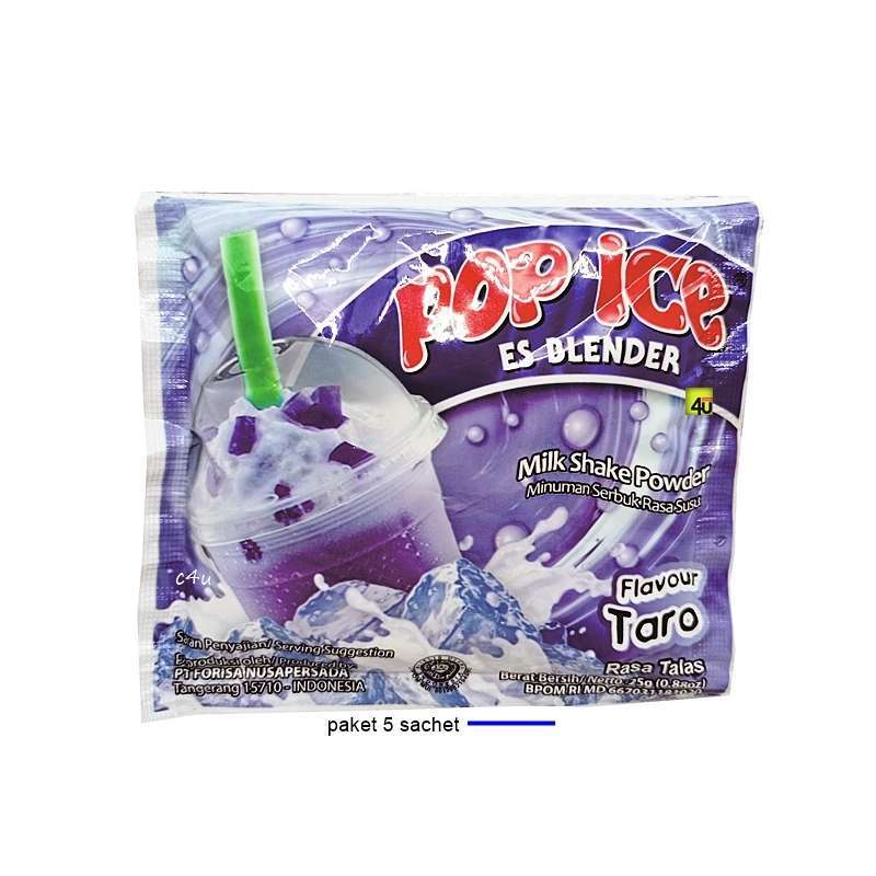 Promo POP ICE Milk Shake Powder Rasa TARO PAKET 5 SACHET Diskon 17