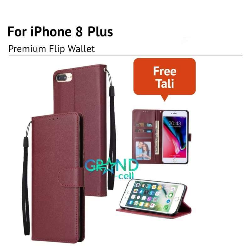 Promo Case Hp Flip Wallet For iPhone 8 Plus Premium Flip Case Casing Hp Kulit Flip Cover Hp