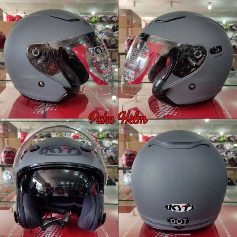 Jual HELM KYT DJ MAXI ABU DOF GORILA HALF FACE DOUBLE VISOR DJMAXI L