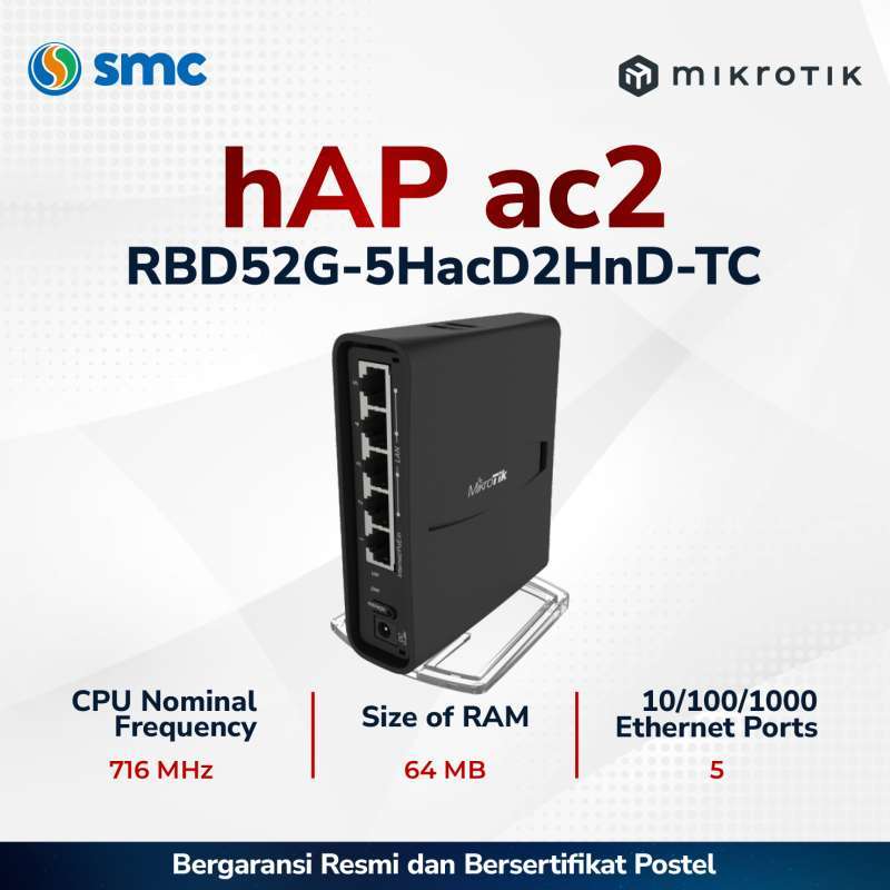Jual MikroTik hAP ac2 Wireless Router [RBD52G-5HacD2HnD-TC] di Seller ...