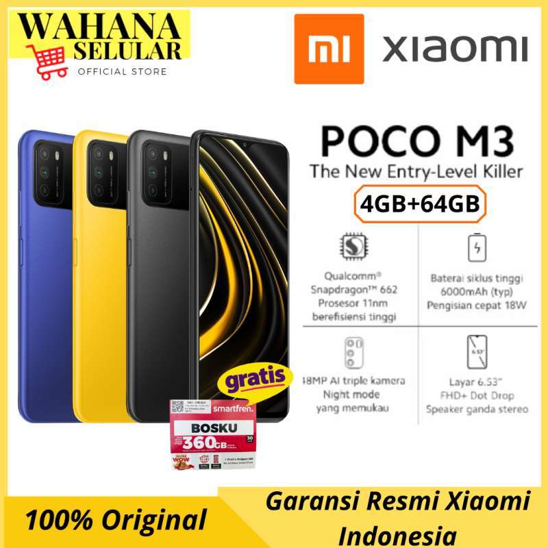 Jual Xiaomi POCO M3 4/64GB - Garansi Resmi Xiaomi - BLUE di Seller ...