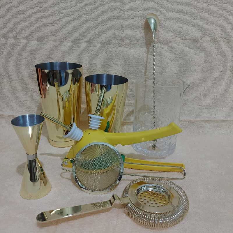 Jual BARTENDER SHAKER SET GOLD 10 in 1 Gold di Seller Perlengkapan