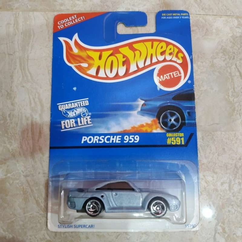 Hot Wheels Blue Porsche 959 #591 Collector Car With Razor Wheels - View #4