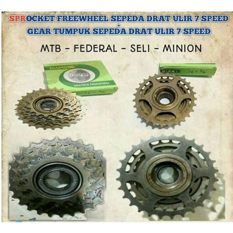 Jual Sprocket Freewheel Sepeda Drat Ulir 7 Speed - Gear Tumpu   k Sepeda