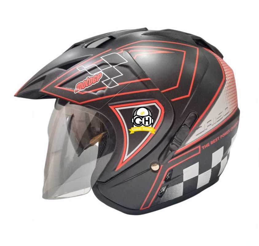 Jual Helm Motor SNI Original 2 kaca (Double visor) World Gp Black Doff