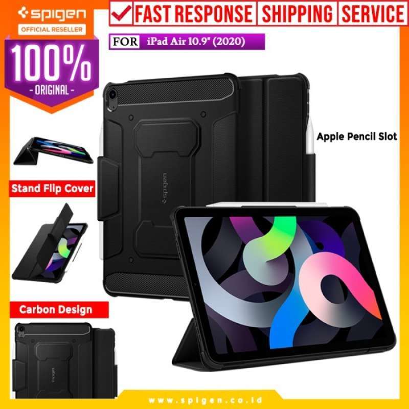 Jual Case iPad Air 4 10.9 Spigen Rugged Armor Pro Carbon Flip Cover Casing di Seller Spigen